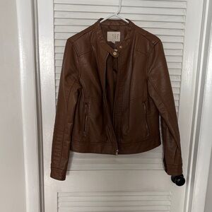 Faux Chestnut Leather Jacket